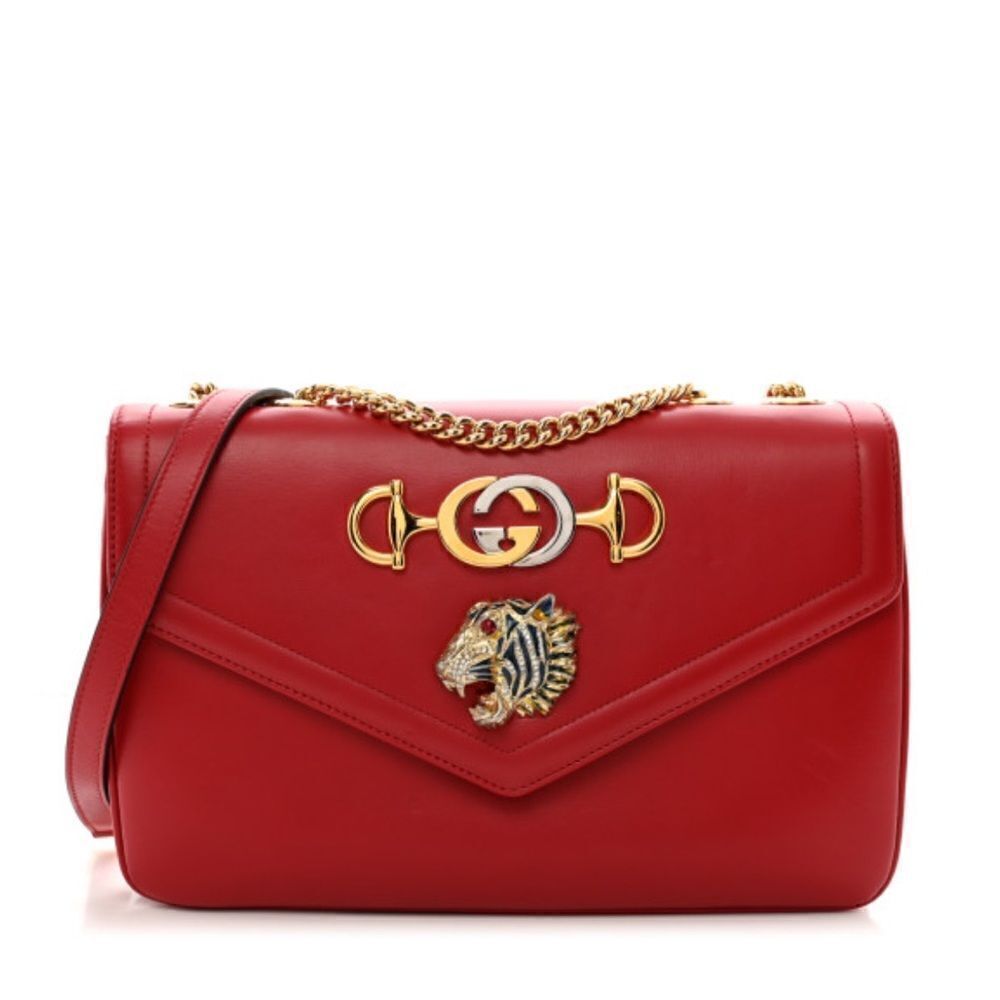 Gucci Med Rajah Red Shoulder Bags
